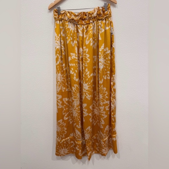 Free People Pants - Free People Yellow Floral Wide Leg Pants